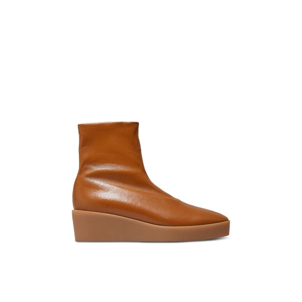 CLERGERIE Womens Brown 1" Platform Lexa Round Toe Wedge Leather Booties 36